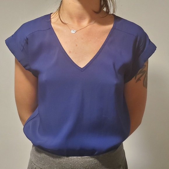 Silk navy blue shirt - Picture 1 of 6